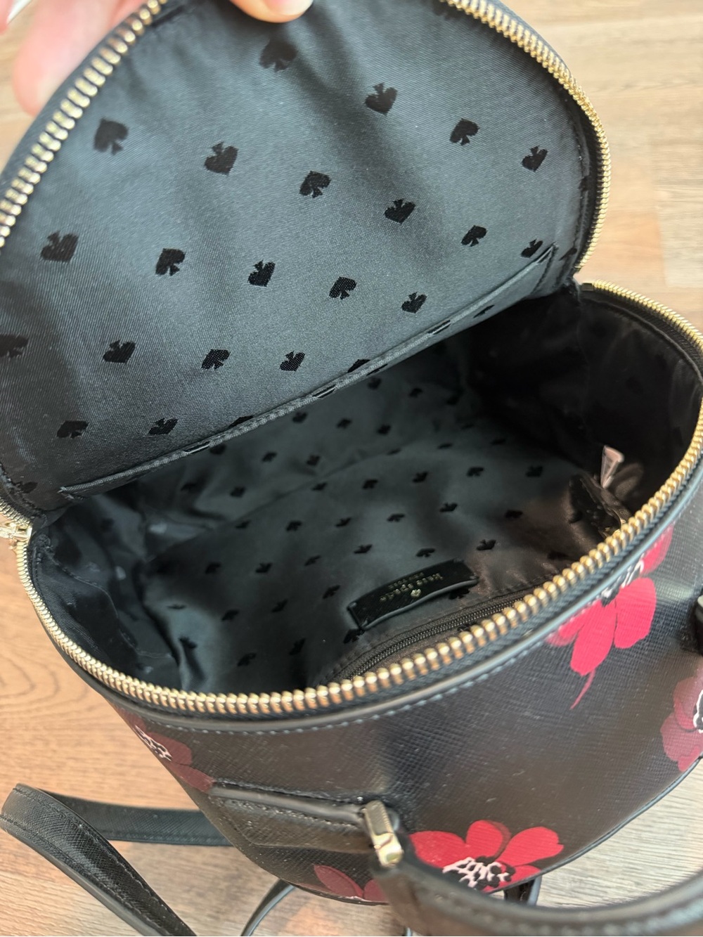 Kate Spade New York Perry Small Backpack Black Dancing Blooms Floral Print - Picture 9 of 11